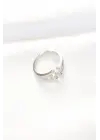 Renkli Zirkon Taşlı Silver Renk Ayarlanabilir Yüzük