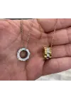 Rolex Model Yüzük Formlu Çelik Kolye Gold & Silver Tasarım