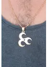 Rose Renk Metal 3 Hilal Figürlü Erkek Kolye