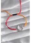 Sarı Kırmızı İpli Gümüş Ay Yıldız Figür Unisex Model Bileklik