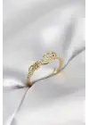 Sarmal Kalp Model Zirkon Taşlı Gold Renk Kadın Yüzük