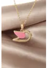 Sedefli Pembe Renk Kuş Kolye