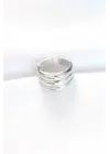 Silver Renk Ayarlanabilir Çizgili Bombe Yüzük