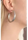 Silver Renk Halka Metal Bayan Küpe