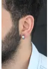 Silver Renk Kaplama Halka Kıstırmalı Çelik Erkek Küpe