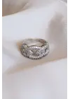Silver Renk Zirkon Taşlı Ayarlamalı Yüzük