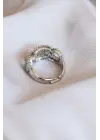 Silver Renk Zirkon Taşlı Ayarlamalı Yüzük