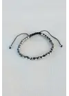 Siyah Beyaz Makrome Doğal Taş Erkek Bileklik
