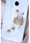 Su Yolu Model Zirkon Taşlı Metal Kıkırdak Küpe Seti
