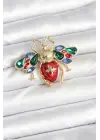 Süslü Renkli Zirkon Taşlı Arı Broşu