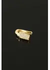 Taşlı Gold Renkli Metal Geçirmeli Kıkırdak Küpe