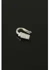 Taşlı Silver Renkli Metal Geçirmeli Kıkırdak Küpe