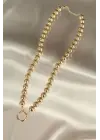 Trend Altın Renk Boncuklu Tasarım Çelik Kadın Kolye