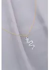 Trend Zirkon Taşlı Yılan Model Çelik Kadın Kolye