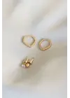 Üçgen Gold Renk Minimal Küpe Seti