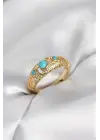 Vintage Model Mavi Taşlı Gold Renk Kadın Yüzük