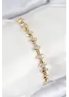 VIP Pirinç Zirkon Taşlı Damla Çit Model Gold Renk Kadın Bileklik