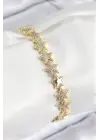 VIP Pirinç Zirkon Taşlı Yıldız Model Gold Renk Kadın Bileklik