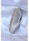 VIP Seri Gümüş Renk Zirkon Taşlı Gold Renk Detay Xoxo Kadın Bileklik