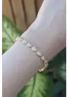 Vip Seri Pirinç Zirkon Taşlı Gold Renk Damla Model Bileklik
