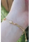 Vip Seri Pirinç Zirkon Taşlı Gold Renk Halley Model Bileklik