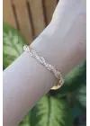 Vip Seri Çelik Zirkon Taşlı Gold Renk Sarmal Model Bileklik