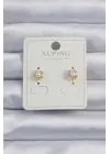 Xuping Altın Zirkon Taşlı İncili Çiçek Küpe