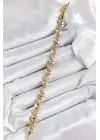 Xuping Pirinç Sıralı Kalp Model Gold Renk Kadın Bileklik