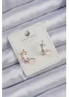 Xuping Rose Renk Damla Zirkon Taşlı Earcuff Küpe