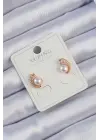 Xuping Rose Renk İncili Tırtıklı Küpe