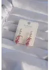XUPİNG Rose Renk Pembe Zirkon Taşlı Sallantılı Küpe