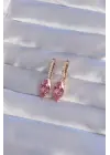 XUPİNG Rose Renk Pembe Zirkon Taşlı Sallantılı Küpe