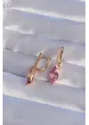 XUPİNG Rose Renk Pembe Zirkon Taşlı Sallantılı Küpe