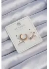 Xuping Rose Renk Zirkon Taşlı Ay Görünümlü Earcuff Küpe
