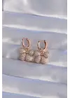 XUPİNG Rose Renk Zirkon Taşlı Fiyonk Model Halka Küpe