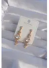 XUPİNG Rose Renk Zirkon Taşlı Geometrik Sallantılı Küpe