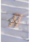 XUPİNG Rose Renk Zirkon Taşlı Geometrik Sallantılı Küpe