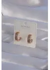 XUPİNG Rose Renk Zirkon Taşlı İşlemeli Halka Küpe