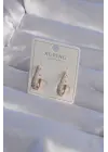 XUPİNG Rose Renk Zirkon Taşlı Kıvrımlı Küpe