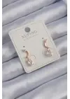 Xuping Rose Renk Zirkon Taşlı Kıvrımlı Küpe