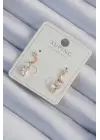 Xuping Rose Renk Zirkon Taşlı Kıvrımlı Küpe