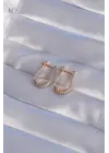 XUPİNG Rose Renk Zirkon Taşlı Kıvrımlı Küpe