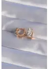 XUPİNG Rose Renk Zirkon Taşlı Minimal Halka Küpe