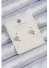Xuping Rose Renk Zirkon Taşlı Minimal Oval Küpe