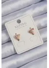 Xuping Rose Renk Zirkon Taşlı Tırtıklı Üçgen Küpe