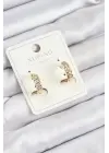 Xuping Zirkon Taşlı Ardışık Model Gold Renk Kadın Küpe