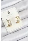 Xuping Zirkon Taşlı Baklava Model Gold Renk Kadın Küpe
