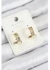Xuping Zirkon Taşlı Desenli Halka Model Gold Renk Kadın Küpe