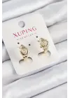 Xuping Zirkon Taşlı Kalp Model Gold Renk Kadın Küpe