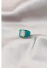 Yeni Sezon Turkuaz Mineli Kristal Taş Detaylı Yüzük
